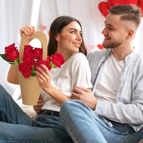 Mauproy Paquete de 50 Bolsas de Papel Kraft para Regalos con Asas, Soportes para Ramo de Flores, Ideal para el Día de las Madres y Floristerías - imagen 7
