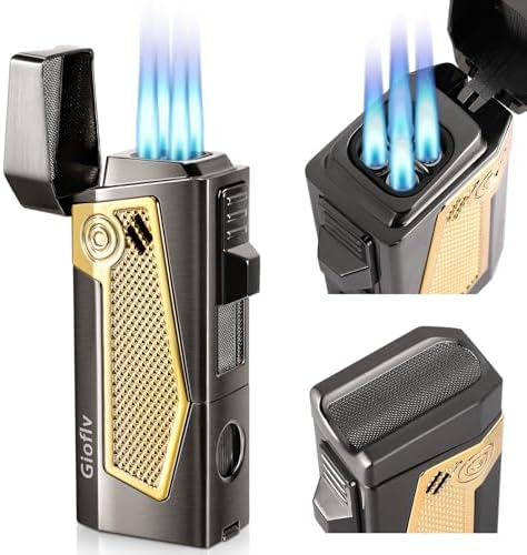 Encendedor Gioflv a Prueba de Viento, Encendedor de Butano para Exterior, Fogatas, Velas, Chimeneas, Negro y Dorado, Multiusos (Sin Butano) - imagen 1