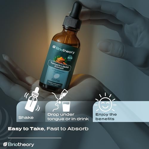 Extracto de Raíz de Cúrcuma BRIOTHEORY en Gotas – Suplemento Herbal para Articulaciones y Músculos, Antioxidante y Antiinflamatorio, Sin Alcohol, - imagen 2