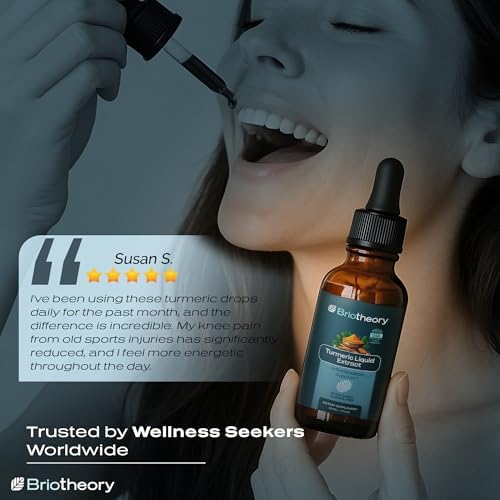 Extracto de Raíz de Cúrcuma BRIOTHEORY en Gotas – Suplemento Herbal para Articulaciones y Músculos, Antioxidante y Antiinflamatorio, Sin Alcohol, - imagen 5