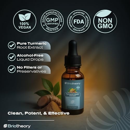 Extracto de Raíz de Cúrcuma BRIOTHEORY en Gotas – Suplemento Herbal para Articulaciones y Músculos, Antioxidante y Antiinflamatorio, Sin Alcohol, - imagen 6
