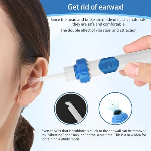 Herramienta Eléctrica para Remoción de Cerumen con Succión por Vibración, Aspiradora Suave para Cerumen Seco, 2 Cabezas Intercambiables para Oídos - imagen 3