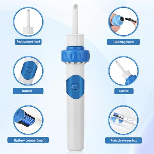 Herramienta Eléctrica para Remoción de Cerumen con Succión por Vibración, Aspiradora Suave para Cerumen Seco, 2 Cabezas Intercambiables para Oídos - imagen 6