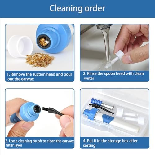 Herramienta Eléctrica para Remoción de Cerumen con Succión por Vibración, Aspiradora Suave para Cerumen Seco, 2 Cabezas Intercambiables para Oídos - imagen 7