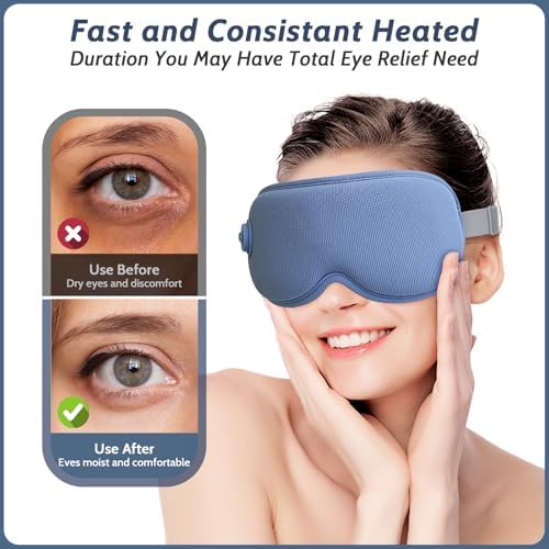 Mascarilla Térmica Inalámbrica para Ojos, Máscara 3D Bloqueadora de Luz con Calor Ajustable, Vibración y Temporizador, Recargable, para Fatiga Ocular - imagen 6