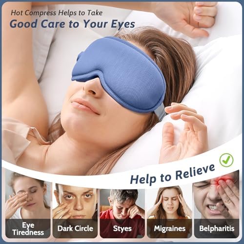 Mascarilla Térmica Inalámbrica para Ojos, Máscara 3D Bloqueadora de Luz con Calor Ajustable, Vibración y Temporizador, Recargable, para Fatiga Ocular - imagen 7