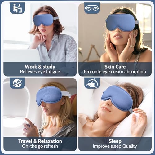 Mascarilla Térmica Inalámbrica para Ojos, Máscara 3D Bloqueadora de Luz con Calor Ajustable, Vibración y Temporizador, Recargable, para Fatiga Ocular - imagen 8