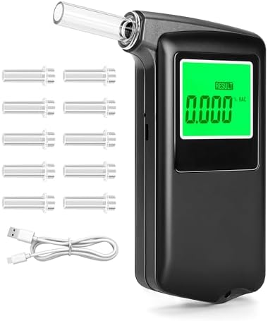 Alcoholeómetro 2026, Cargador USB, Precisión Avanzada, Digital Portátil para Uso en Casa y Viajes, Incluye 10 Boquillas - imagen 1