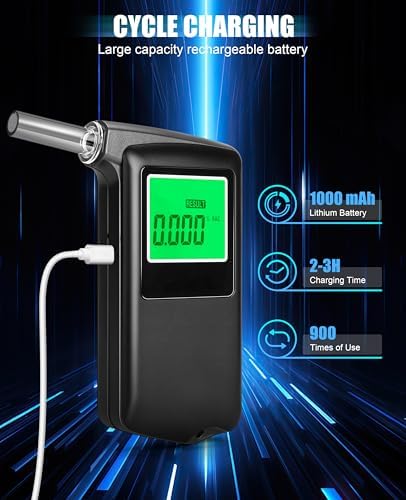 Alcoholeómetro 2026, Cargador USB, Precisión Avanzada, Digital Portátil para Uso en Casa y Viajes, Incluye 10 Boquillas - imagen 3