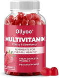 Gomitas Multivitamínicas Ollyoo para Adultos - Hombres y Mujeres - Apoyo para Cabello, Piel, Uñas, Inmunidad y Energía - Sabor Cereza y Fresa - 60 - imagen 1