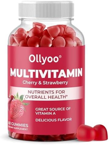 Gomitas Multivitamínicas Ollyoo para Adultos - Hombres y Mujeres - Apoyo para Cabello, Piel, Uñas, Inmunidad y Energía - Sabor Cereza y Fresa - 60 - imagen 1