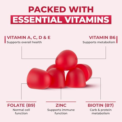 Gomitas Multivitamínicas Ollyoo para Adultos - Hombres y Mujeres - Apoyo para Cabello, Piel, Uñas, Inmunidad y Energía - Sabor Cereza y Fresa - 60 - imagen 5