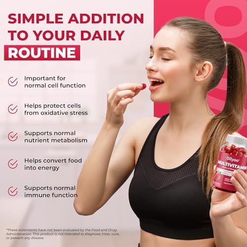 Gomitas Multivitamínicas Ollyoo para Adultos - Hombres y Mujeres - Apoyo para Cabello, Piel, Uñas, Inmunidad y Energía - Sabor Cereza y Fresa - 60 - imagen 7