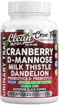 Píldoras de Arándano Cran Flow para la Salud Urinaria con D-Mannosa, Cardo Mariano, Diente de León, Inulina, Vitamina C, Prebióticos y Probióticos - - imagen 1