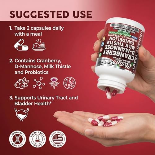 Píldoras de Arándano Cran Flow para la Salud Urinaria con D-Mannosa, Cardo Mariano, Diente de León, Inulina, Vitamina C, Prebióticos y Probióticos - - imagen 6