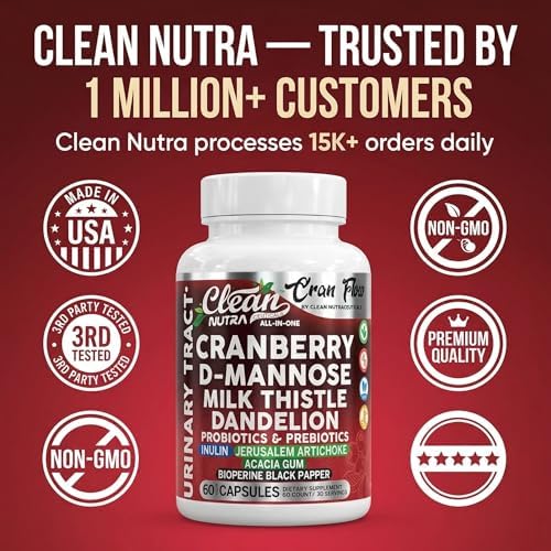 Píldoras de Arándano Cran Flow para la Salud Urinaria con D-Mannosa, Cardo Mariano, Diente de León, Inulina, Vitamina C, Prebióticos y Probióticos - - imagen 8