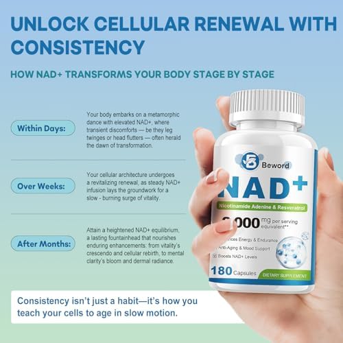 BEWORD Liposomal NAD 2000 Mg, 180 Cápsulas, Fórmula 4 en 1 con NAD Liposomal y Trans-Resveratrol | Soporte Energético - imagen 8