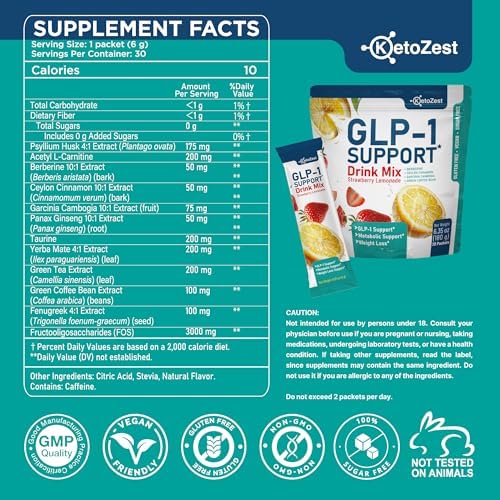Mezcla de Bebida en Polvo KetoZest GLP-1 para Hombres y Mujeres - Suplemento de Fibra Prebiótica para Pérdida de Peso y Salud Digestiva - imagen 7
