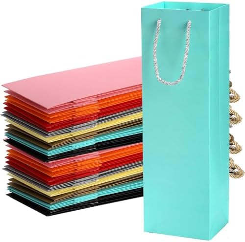 WUWEOT 32 Piezas de Bolsas de Regalo Coloridas para Botellas de Vino, Tote de Cartón Reutilizable con Asa para Bodas, Cumpleaños y Fiestas - imagen 1