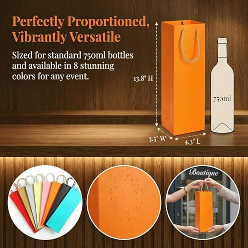 WUWEOT 32 Piezas de Bolsas de Regalo Coloridas para Botellas de Vino, Tote de Cartón Reutilizable con Asa para Bodas, Cumpleaños y Fiestas - imagen 2