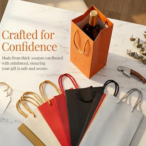 WUWEOT 32 Piezas de Bolsas de Regalo Coloridas para Botellas de Vino, Tote de Cartón Reutilizable con Asa para Bodas, Cumpleaños y Fiestas - imagen 5