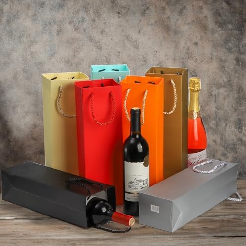 WUWEOT 32 Piezas de Bolsas de Regalo Coloridas para Botellas de Vino, Tote de Cartón Reutilizable con Asa para Bodas, Cumpleaños y Fiestas - imagen 7