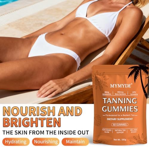 Gomitas Bronceadoras MYMYDE para Mujeres, con Vitamina C y E, Astaxantina, Beta Caroteno, Hidratación y Luminosidad Natural - 60 Unidades, Veganas y - imagen 6