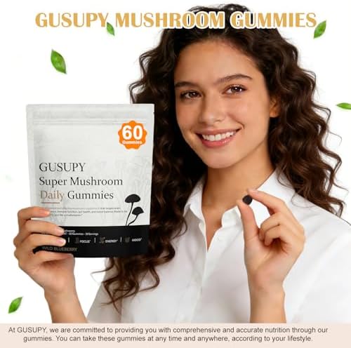 GUSUPY Gomas de Suplemento de Hongo Melena de León - Suplemento Diaria de 12 Hongos, Cordyceps, Chaga, Reishi, Mejora Cognitiva, 60 Gomas - imagen 7