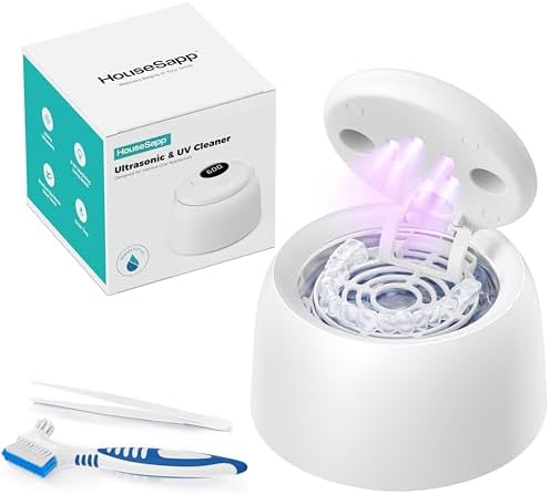 Limpiador Ultrasónico HouseSapp para Retenedores - Máquina de Limpieza Dental 45kHz con 6 Luces para Dentaduras, Cabezal de Cepillo, Alineadores, - imagen 1
