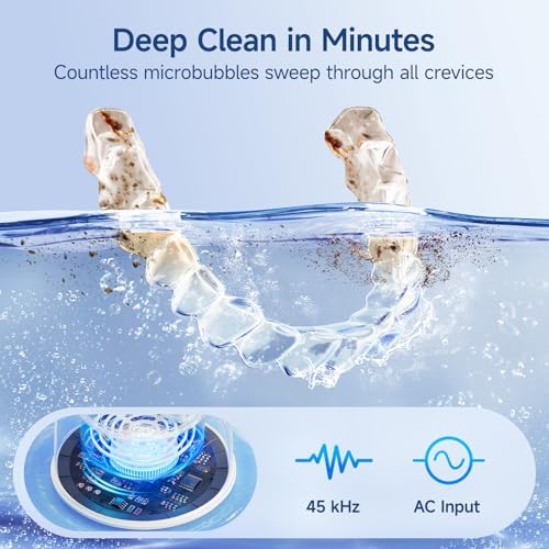 Limpiador Ultrasónico HouseSapp para Retenedores - Máquina de Limpieza Dental 45kHz con 6 Luces para Dentaduras, Cabezal de Cepillo, Alineadores, - imagen 2