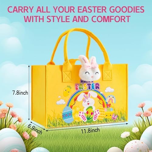 Paquete de 3 Canastas de Pascua Grandes con Asas, Bolsas de Regalo para Niños, Cubetas Reutilizables para Búsqueda de Huevos y Suministros de Fiesta - imagen 3