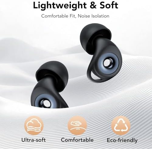 Tapones para oídos para dormir, tapones de silicona canceladores de ruido para reducción de ruido y ronquidos, 45 dB, reutilizables, protección - imagen 7