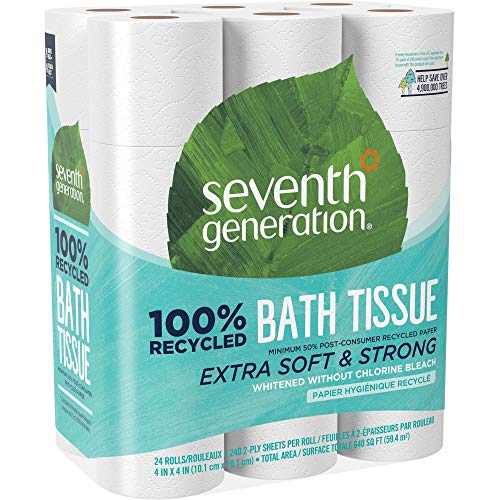 Papel Higiénico 100% Reciclado Seventh Generation, 2 Capas, Blanco, 240 Hojas/Rollo, 24 Paquetes, Seguro para Fosas Sépticas - imagen 1
