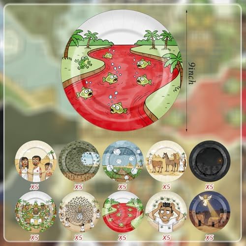 Set de Vajilla de Papel CHENGU para Seder de Pascua, 150 Piezas: 50 Platos, 50 Vasos, 50 Servilletas, 10 Diseños Clásicos de Monstruos, Ideal para - imagen 2