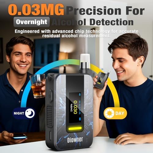 Alcoholímetro Portátil, Probador de BAC de Alta Precisión con Alerta de Voz, Recargable por USB-C, 10 Boquillas, Tamaño de Bolsillo para Manejo Seguro - imagen 4