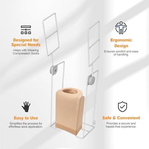 Hadwoer Ayuda Adaptativa para Vestirse - Donador de Medias para Poner Medias de Compresión, Tamaño Grande, para Pantorrillas de 33-46 cm de - imagen 3