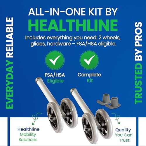 Ruedas de Repuesto Healthline para Andador Bariátrico – Par de Ruedas Dobles de 5” con 2 Puntas de Deslizamiento – Capacidad de hasta 450 lbs - imagen 2