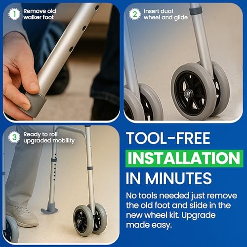 Ruedas de Repuesto Healthline para Andador Bariátrico – Par de Ruedas Dobles de 5” con 2 Puntas de Deslizamiento – Capacidad de hasta 450 lbs - imagen 4