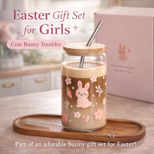 Regalos de Pascua para Adolescentes, Canasta de Regalo con Vaso, Calcetas, Scrunchie, Pulsera, Gafas de Sol y Conejito de Peluche, Set de Cuidado - imagen 4