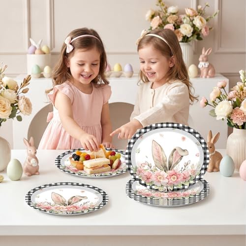 Platos Desechables Ovalados Vanulus de 50 Piezas con Diseño de Cuadros Búfalo para Pascua, Extra Grande 10 x 12, Suministros para Fiesta de Primavera - imagen 5
