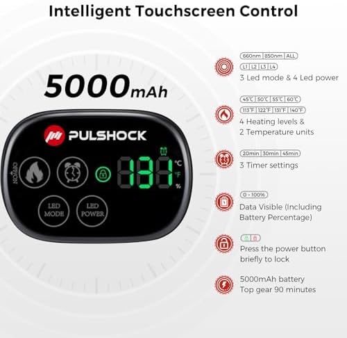 Rodillera ergonómica con terapia de luz roja y calefacción, almohadilla térmica recargable de 5000mAh, 660nm y 850nm, regalo para hombres y mujeres - imagen 6