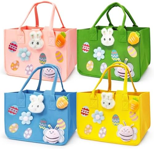 Bolsas de Regalo PARSUP para Caza de Huevos de Pascua, 4 Piezas, con Manijas, 12 x 7.8 x 6.8, Perfectas para Fiesta de Pascua y Sorpresas - imagen 1