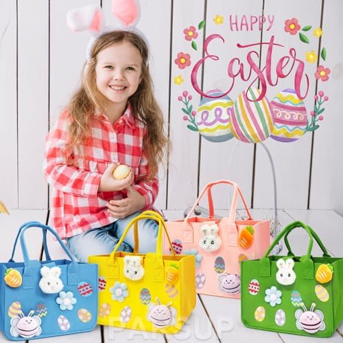 Bolsas de Regalo PARSUP para Caza de Huevos de Pascua, 4 Piezas, con Manijas, 12 x 7.8 x 6.8, Perfectas para Fiesta de Pascua y Sorpresas - imagen 4