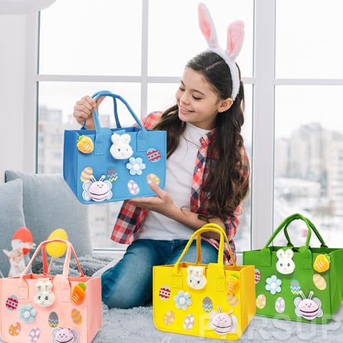 Bolsas de Regalo PARSUP para Caza de Huevos de Pascua, 4 Piezas, con Manijas, 12 x 7.8 x 6.8, Perfectas para Fiesta de Pascua y Sorpresas - imagen 7