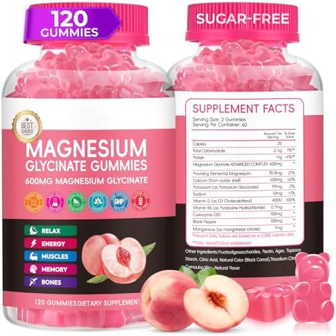 Gomitas de Magnesio Glicinato CNFHDI Sin Azúcar, Complejo de Alta Absorción con Calcio, B6, D3, Relajación y Alivio del Estrés, Descanso Nocturno - imagen 1