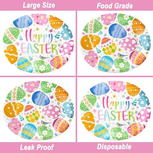 Juego de 100 Platos de Papel Ovalados y Servilletas SUIGREOY para Pascua, Platos Desechables Grandes de 10 x 12 y Servilletas de 6.5'' - imagen 3
