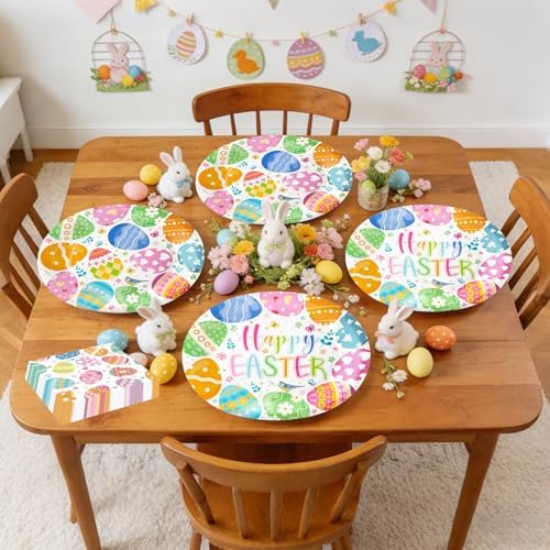 Juego de 100 Platos de Papel Ovalados y Servilletas SUIGREOY para Pascua, Platos Desechables Grandes de 10 x 12 y Servilletas de 6.5'' - imagen 4