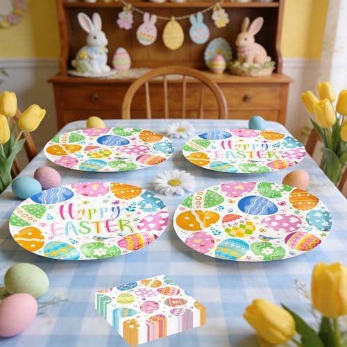 Juego de 100 Platos de Papel Ovalados y Servilletas SUIGREOY para Pascua, Platos Desechables Grandes de 10 x 12 y Servilletas de 6.5'' - imagen 5