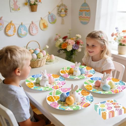 Juego de 100 Platos de Papel Ovalados y Servilletas SUIGREOY para Pascua, Platos Desechables Grandes de 10 x 12 y Servilletas de 6.5'' - imagen 6