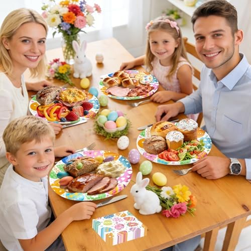 Juego de 100 Platos de Papel Ovalados y Servilletas SUIGREOY para Pascua, Platos Desechables Grandes de 10 x 12 y Servilletas de 6.5'' - imagen 7